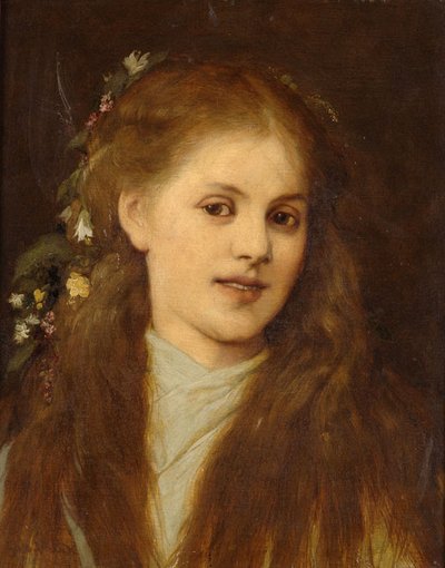 Mädchen mit blumengeschmücktem Haar von Gabriel von Max